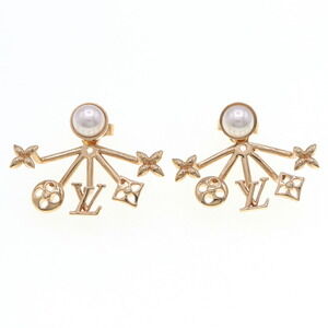 LOUIS VUITTON Gold Pearl Monogram Earrings